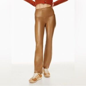 NWT Aritzia Wilfred Free Sz Small Daria Flare Pant Vegan Leather Flare Cognac